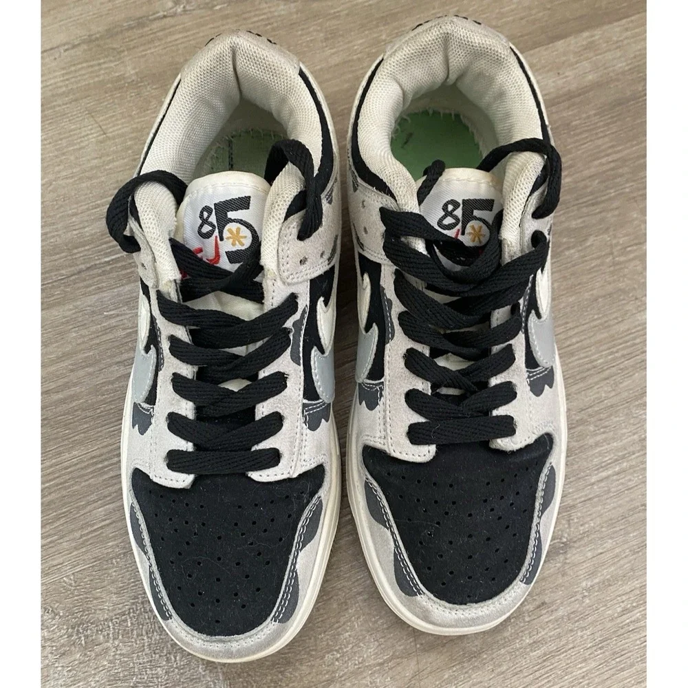 Nike Dunk Low SE 85 Double‎ Swoosh Sail Military Panda Custom Sz 6 EU 37 Suede